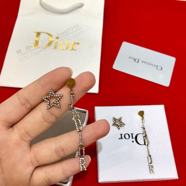 Dior飾品 迪奧最新款 古銅系列滿鑽星星字母耳吊  zgbq1180